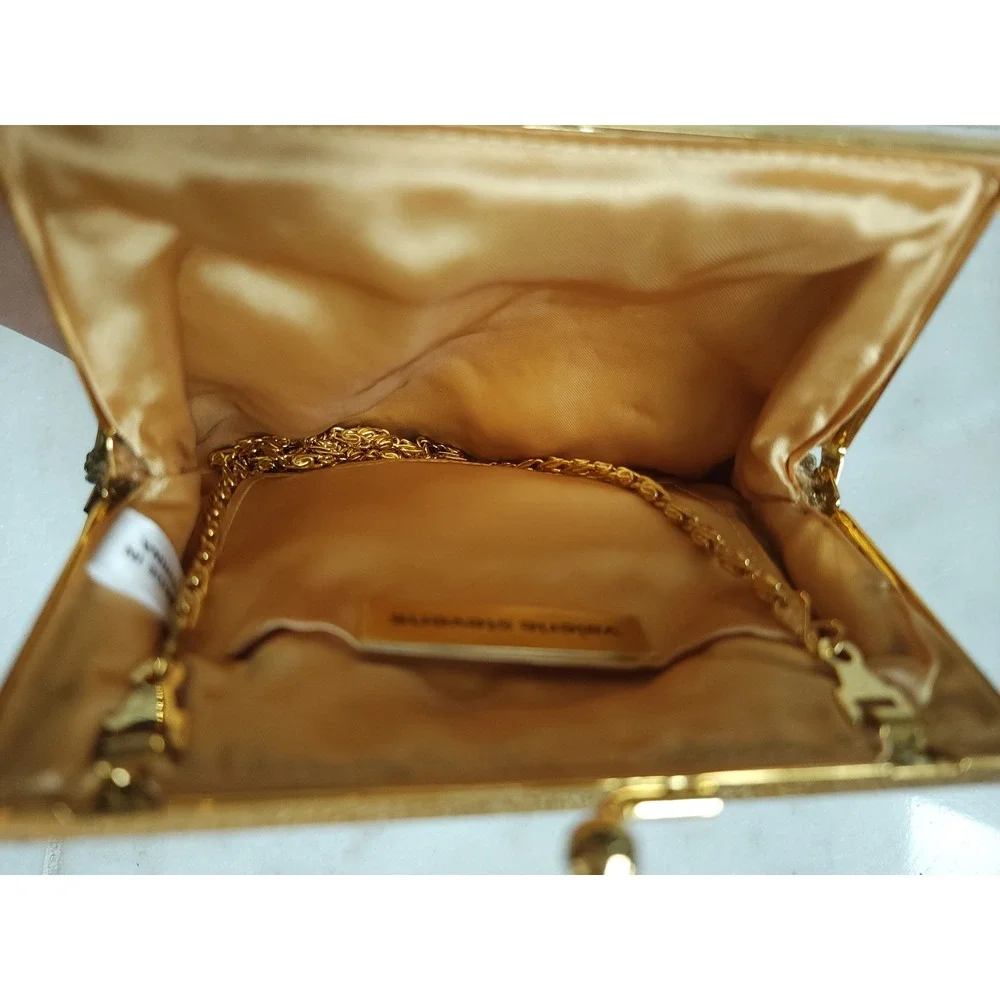 VTG Exquisite Valerie Stevens Beaded Evening Bag Gold Glam Party Shell Clutch